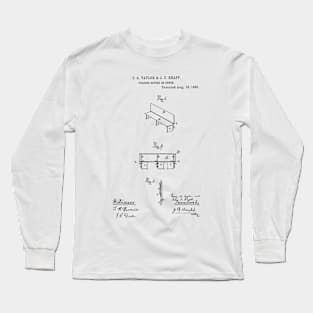 Folding bench Vintage Patent Hand Drawing Long Sleeve T-Shirt